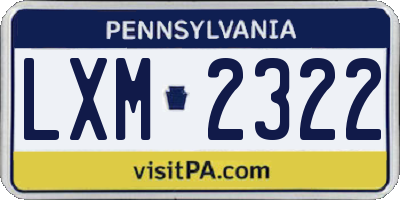 PA license plate LXM2322