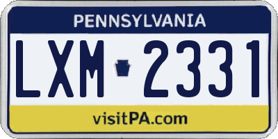 PA license plate LXM2331