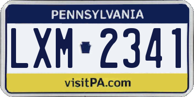 PA license plate LXM2341