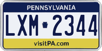 PA license plate LXM2344