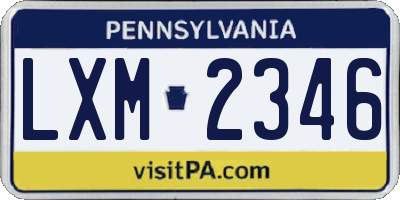 PA license plate LXM2346
