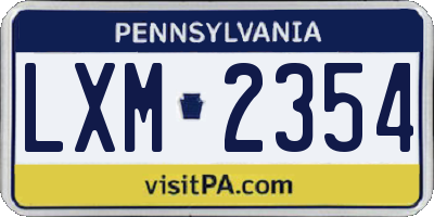 PA license plate LXM2354