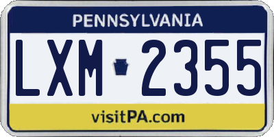 PA license plate LXM2355