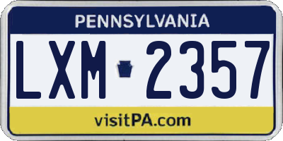 PA license plate LXM2357