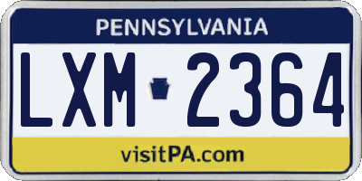PA license plate LXM2364