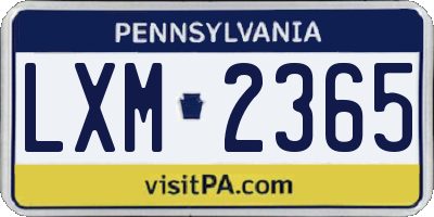 PA license plate LXM2365