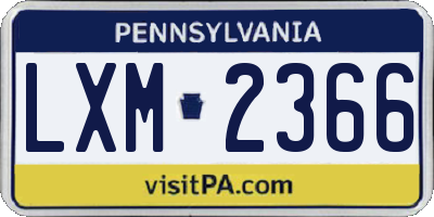 PA license plate LXM2366