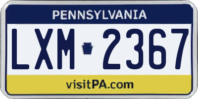 PA license plate LXM2367