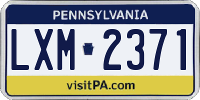 PA license plate LXM2371