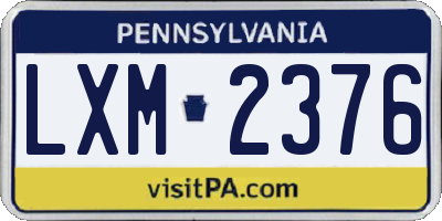 PA license plate LXM2376