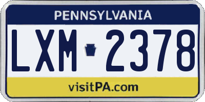 PA license plate LXM2378