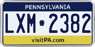 PA license plate LXM2382