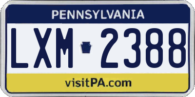PA license plate LXM2388