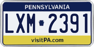 PA license plate LXM2391