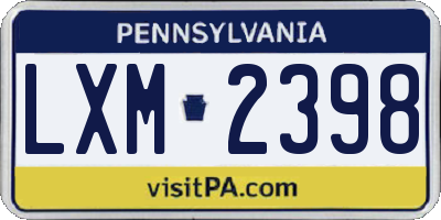 PA license plate LXM2398