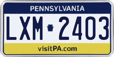 PA license plate LXM2403