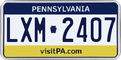 PA license plate LXM2407