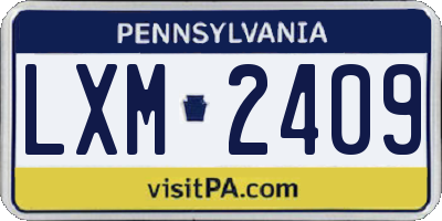 PA license plate LXM2409