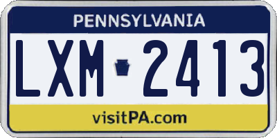 PA license plate LXM2413
