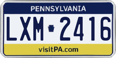 PA license plate LXM2416