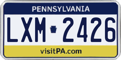 PA license plate LXM2426