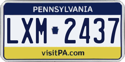PA license plate LXM2437