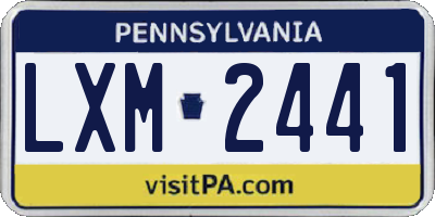 PA license plate LXM2441