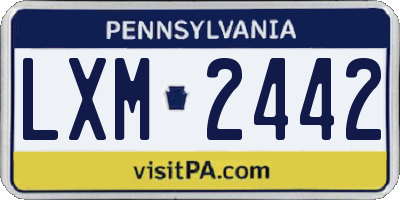 PA license plate LXM2442