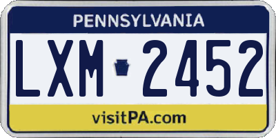 PA license plate LXM2452
