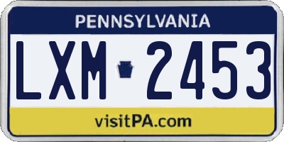 PA license plate LXM2453
