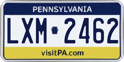PA license plate LXM2462