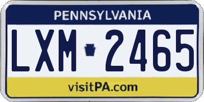 PA license plate LXM2465