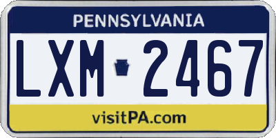 PA license plate LXM2467