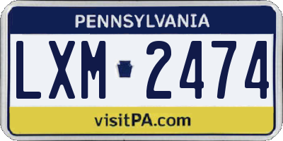 PA license plate LXM2474