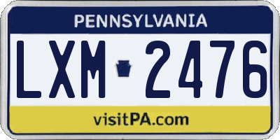 PA license plate LXM2476