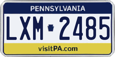 PA license plate LXM2485