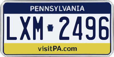 PA license plate LXM2496