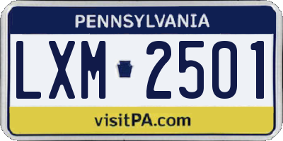PA license plate LXM2501