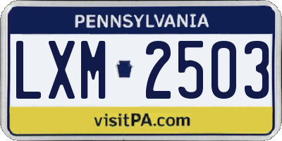 PA license plate LXM2503