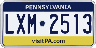 PA license plate LXM2513