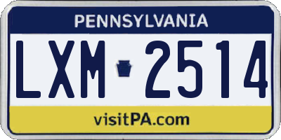PA license plate LXM2514