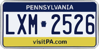 PA license plate LXM2526