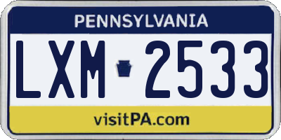 PA license plate LXM2533