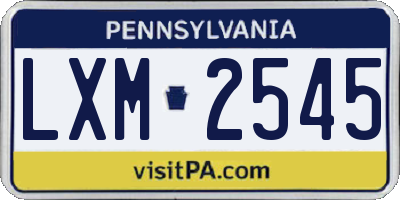 PA license plate LXM2545