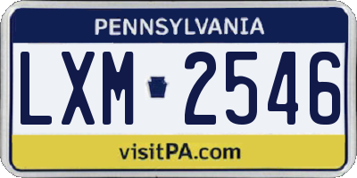 PA license plate LXM2546