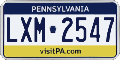 PA license plate LXM2547