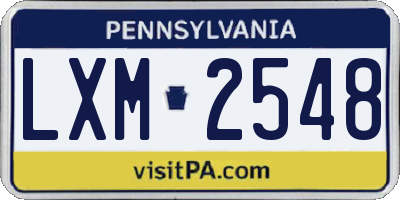 PA license plate LXM2548