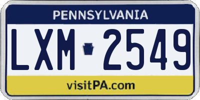 PA license plate LXM2549
