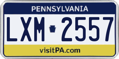 PA license plate LXM2557