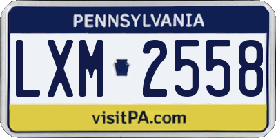 PA license plate LXM2558